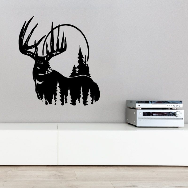 Image of White Tail Deer and Moon Decal