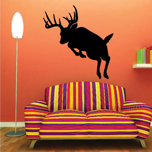 Image of White Tail Deer Buck Jumping Silhouette Decal