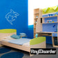 White-tipped shark wall decal with outline design