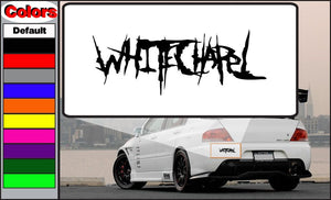 Whitechapel decal with black graffiti-style logo lettering on white background