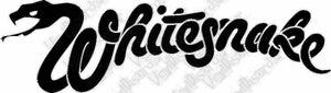 whitesnake decal, black stylized script lettering