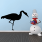 Whooping Crane gazing decal with black crane silhouette and smiling snowman with red scarf