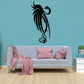 Whooping crane tattoo decal, black stylized crane with decorative tail and wing lines