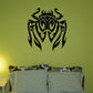 Black spider wall decal with gothic lettering-style design