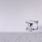 Hippo face wall decal with wide open mouth, black outline on a light surface