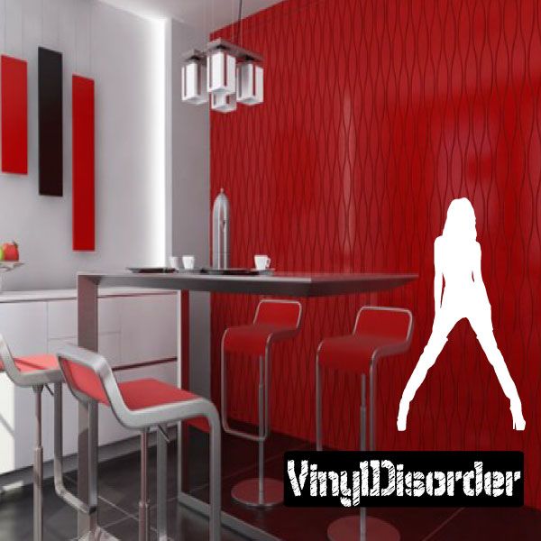 White wide-stance woman silhouette wall decal