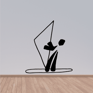 Black windsurfing illustration decal with sail, board, and rider silhouette