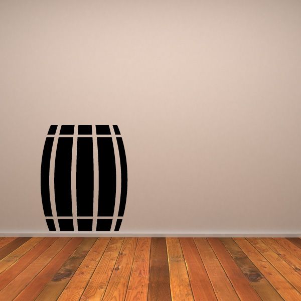Wine barrel wall decal with black outlined barrel and horizontal slats