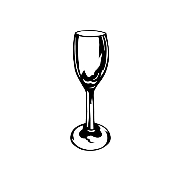 Wine glass decal, black outline