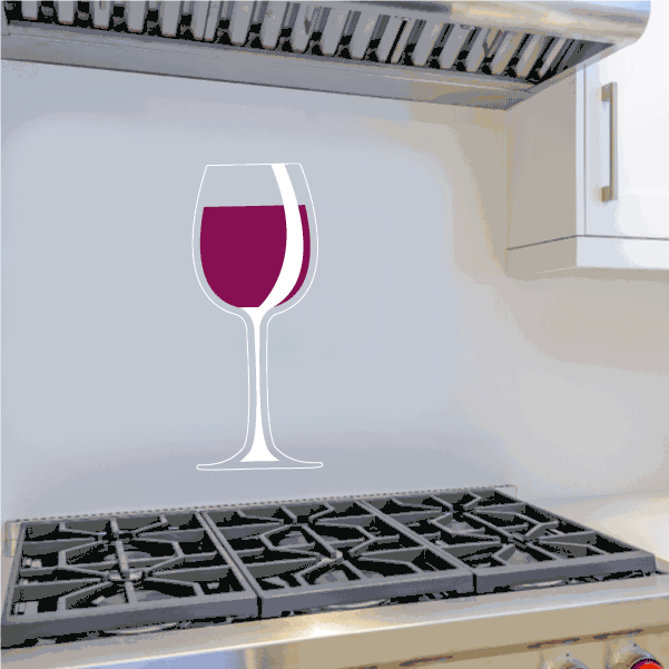 Wine in glass sticker with burgundy wine fill