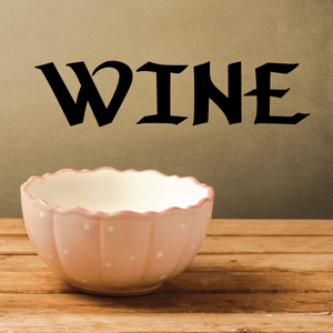 Wine lettering decal with bold black "WINE" letters