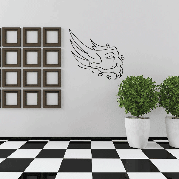 Winged masquerade mask decal, white winged mask outline