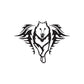 Winged wolf decal, black and white stylized wolf with outstretched wings