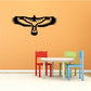 Wings spread hawk decal with bold black silhouette