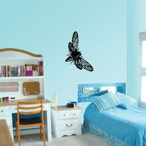 Black moth wall decal with detailed wings
