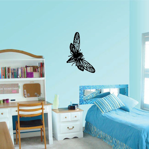 Black moth wall decal with detailed wings