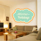 Winter Holidays cloud-shaped wall sticker with orange dotted border and teal text