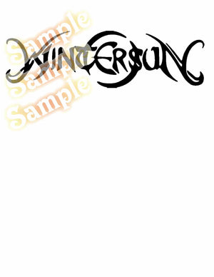 Winter Sun vinyl decal, black stylized lettering with sun icon