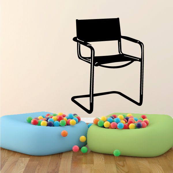 Black wire chair decal with armrests and legs