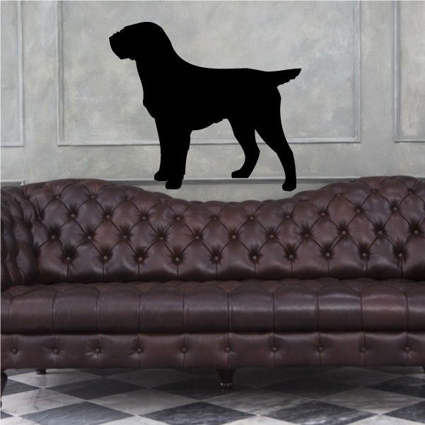 Wire-haired griffon dog wall decal, black vinyl silhouette standing
