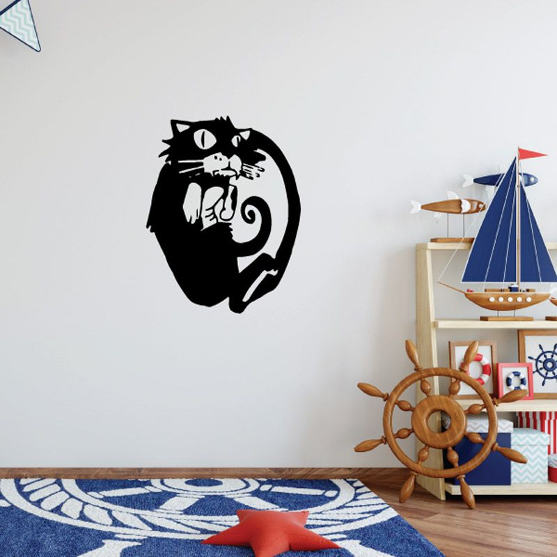 Image of Wirey Cat Curled Decal