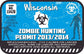 Blue Wisconsin zombie hunting permit sticker with biohazard symbol and permit text