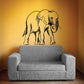 Elephant decal with wise line-art face and trunk, black outline
