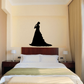 Bride silhouette wall decal, black dress figure on wall