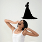 Wishful Bride silhouette decal: black bride figure silhouette with veil and dress.