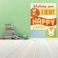 Rectangle Easter sticker, colorful “Wishing you” “A BEARY HAPPY” with bunny icon