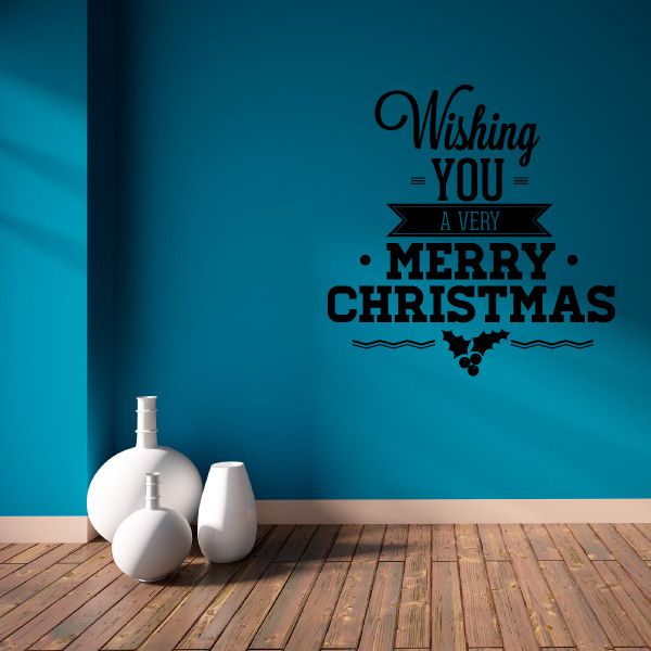 Image of Wishing You a Very Merry Christmas Christmas Fancy Quote Decal