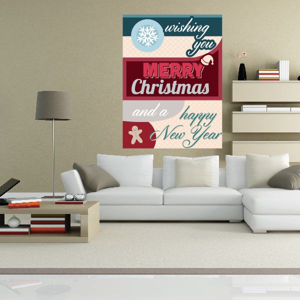 Image of Wishing You Christmas and New Year Quote Decal