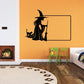 Witch silhouette border decal with rectangular frame and flying witch figure