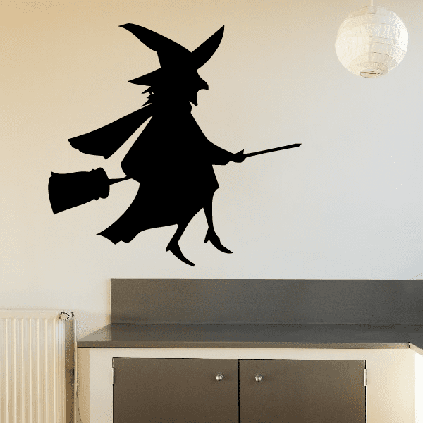 Image of Witch Flying on Broomstick Decal