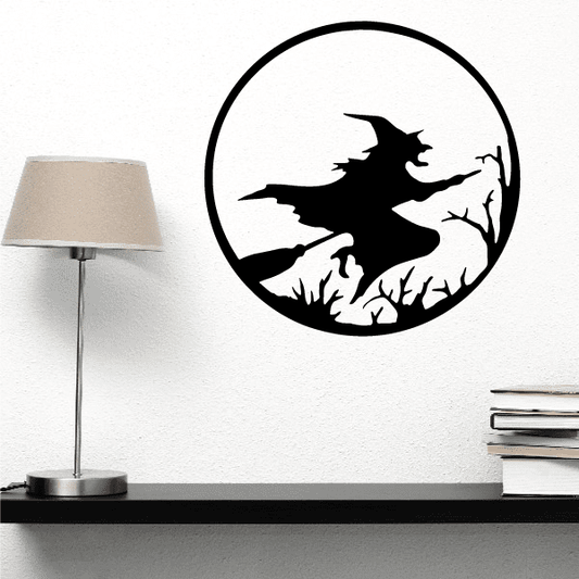 Image of Witch Flying through Trees Decal