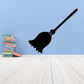 Bell-shaped broom wall decal, black silhouette with long handle and bristles