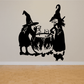 Black Halloween witch decal with two figures and bubbling cauldron flames