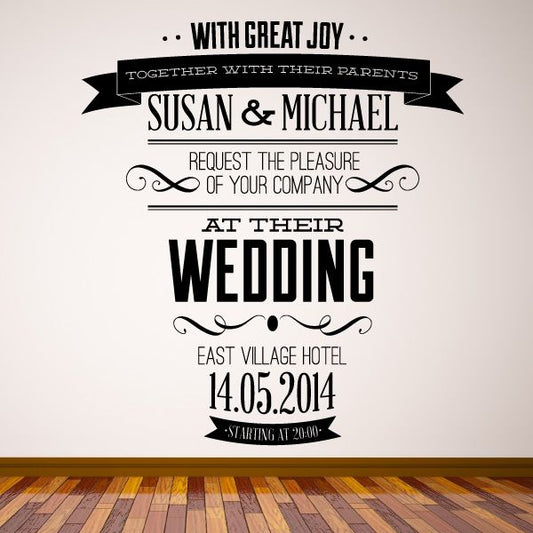 Image of With Great Joy Together With Their Parents Wedding Custom Decal