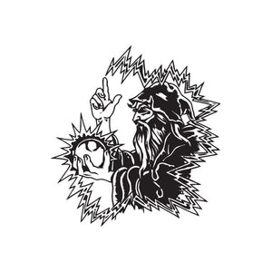 Wizard and beast lightning border decal, black and white outline art