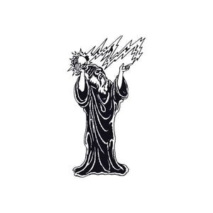 Wizard figure wall decal with lightning effects