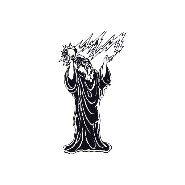 Wizard figure wall decal with lightning effects