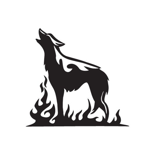 Image of Wolf and Flaming Ground Decal