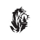 Black wolf head decal with stylized forest silhouette detail