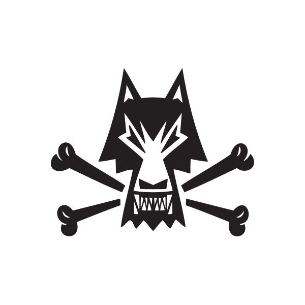 Image of Wolf Head and Cross Bones Decal