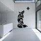 Wolf looking at star wall decal, black silhouette