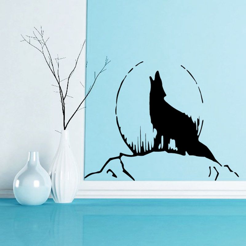 Image of Wolf on Hill Howling Decal