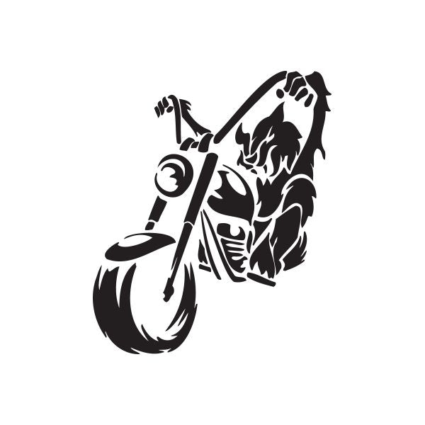 Image of Wolf on Motorbike Decal