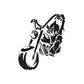 Wolf on motorbike decal, black graphic of a roaring wolf on a motorbike