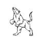 Standing howling wolf decal, black and white outline