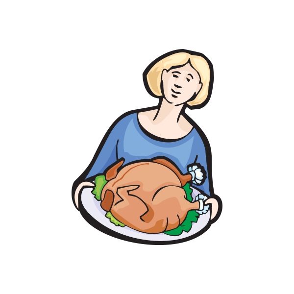 Image of Woman Holding Thanksgiving Turkey Plate Decal